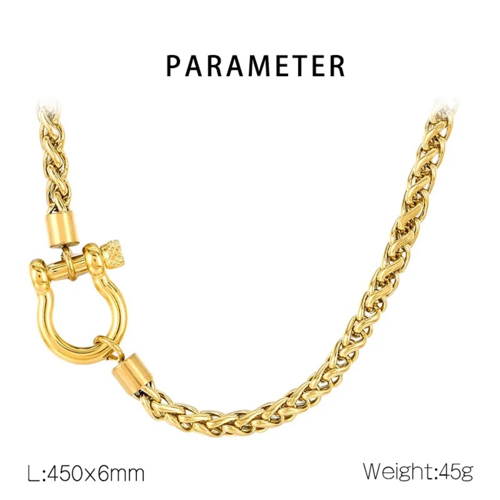 Horse-bit Style Necklace - 18k Gold Plated Titanium Stainless Steel - Picture 5 of 5